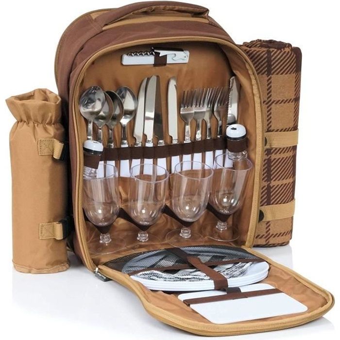 CampFeuer Sac Dos de Pique Nique pour 4 Personnes avec Porte