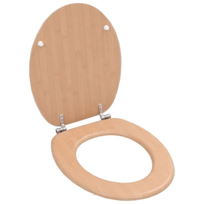 LUXE 5739Super qualite Abattant WC Moderne Decor Siege de Toilette Haute de Qualite Cuvette WC avec couvercle MDF Design bambou Cdiscount Bricolage