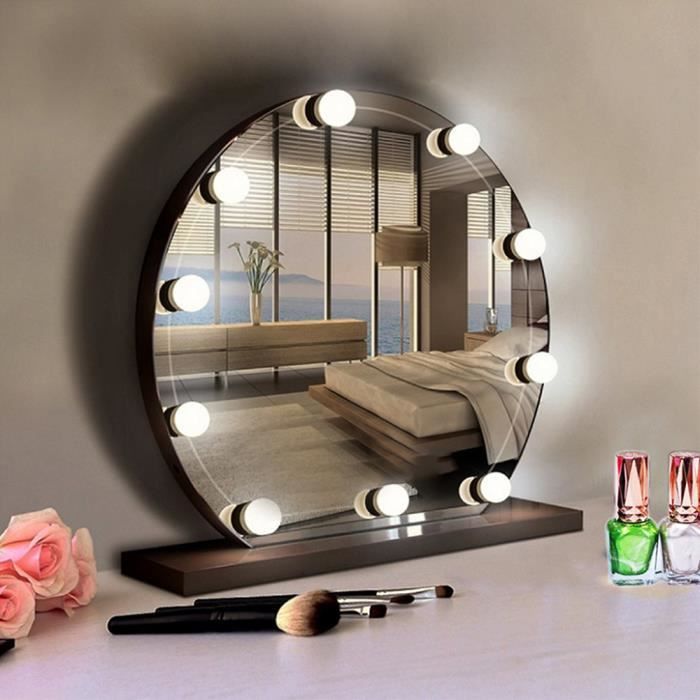 10 pièces/ensemble miroir de maquillage d'ampoule, éclairage de coiffeuse,  USB 3 couleurs LED ampoule LED lumière miroir miroir - Cdiscount Maison