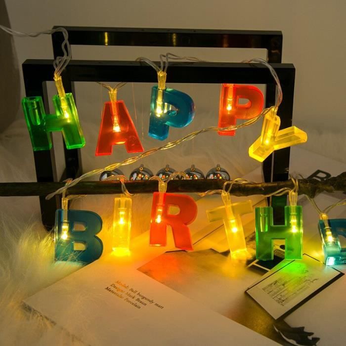 Guirlande lumineuse,Multicolore lettre joyeux anniversaire noël 13 LED  chaîne lumières fête lumières pour anniversaire vacances - Cdiscount Maison