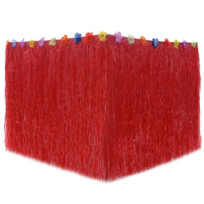 Nappe Jupe de table hawaienne en raphia a franges jupe de table a banniere adaptee a un anniversaire tropical red B822107 Cdiscount Maison
