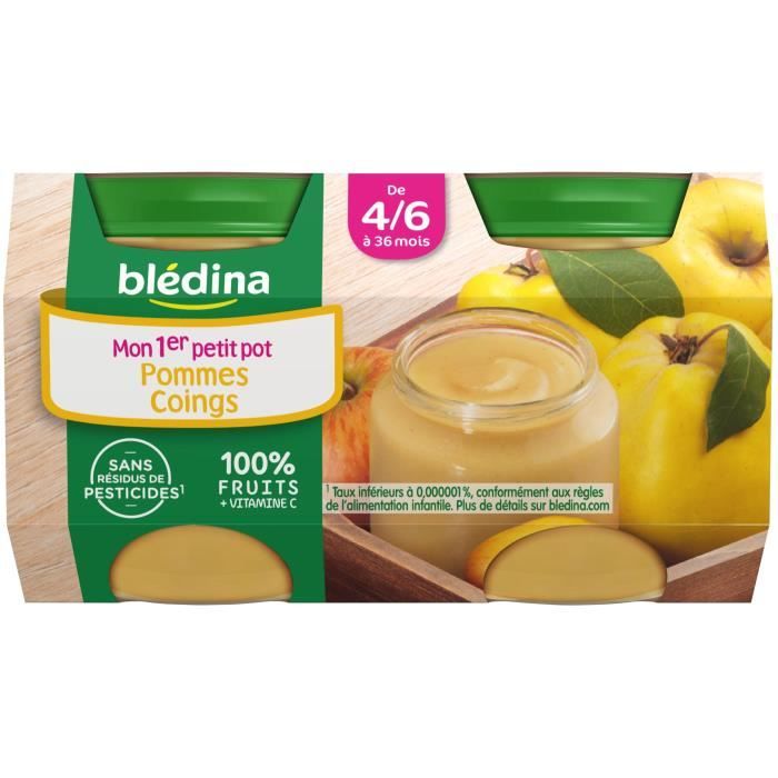 BLEDINA Petits pots Purée de fruits Pomme coing 4x130 g dès 4/6