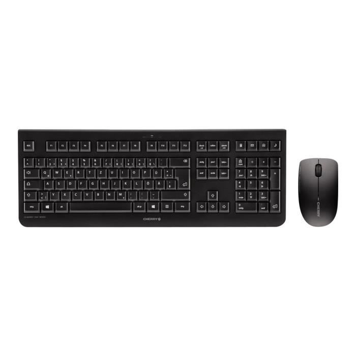 CHERRY DW 3000 Ensemble clavier et souris sans fil 2.4 GHz Allemagne commutateur à clé : CHERRY LPK noir anthracite