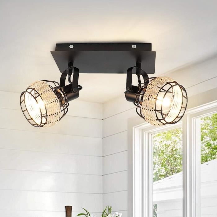 Plafonnier/Applique Spots Orientables Rétro 3 Lumières - Design Vintage, Douille E27 Max 60W