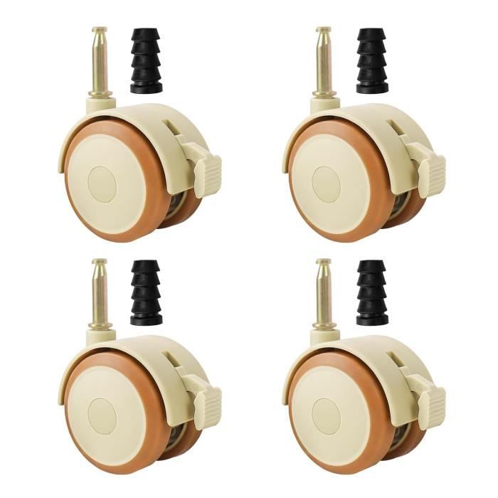 MFLASMF 4 Roulettes De Chaise De Bureau, Roulettes Mobiles De Lit Bébé, Roulette, Roulettes De Remplacement Pour Meubles, Roulettes De Chariot Roulette, Tige Standard 11x22mm, Jaune (Frein