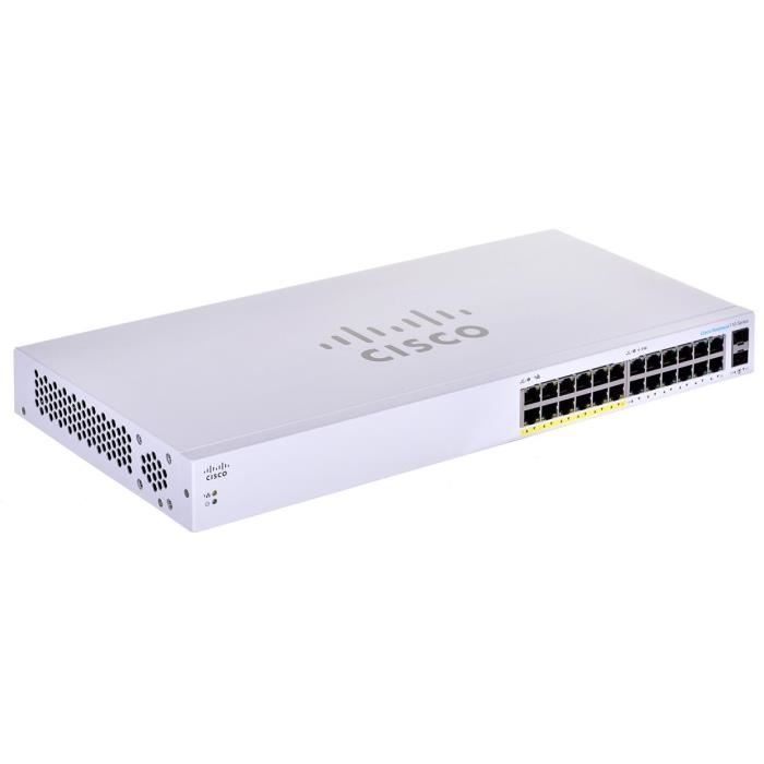 Cisco CBS110-24PP-EU Unmanaged 24-port GE, (12 support PoE with 100W power budget), 2x1G SFP Shared