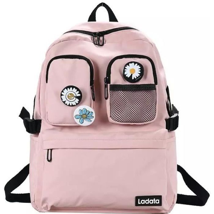 Sac à Dos Scolaire Fille - Capacité 15,6 Pouces, Poche Antivol - Cartable Collège/lycée - Couleur Rose
