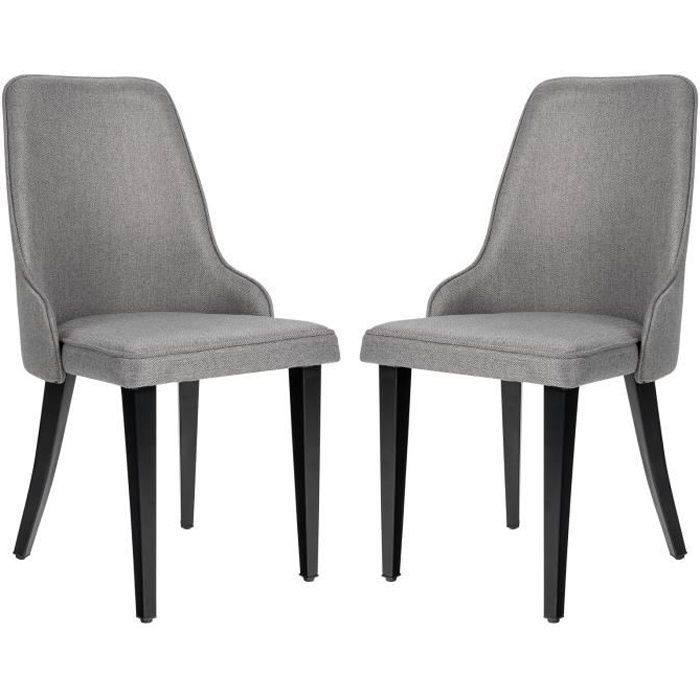 costway lot de 2 chaises de salle à manger avec pieds en métal et revêtement en tissu, pour salle à manger/cuisine/restaurant, gris