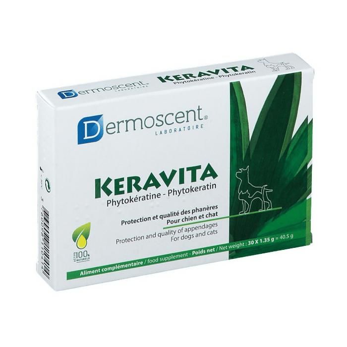 Dermoscent Keravita Complément Alimentaire Pelage Chien Chat 30 comprimés
