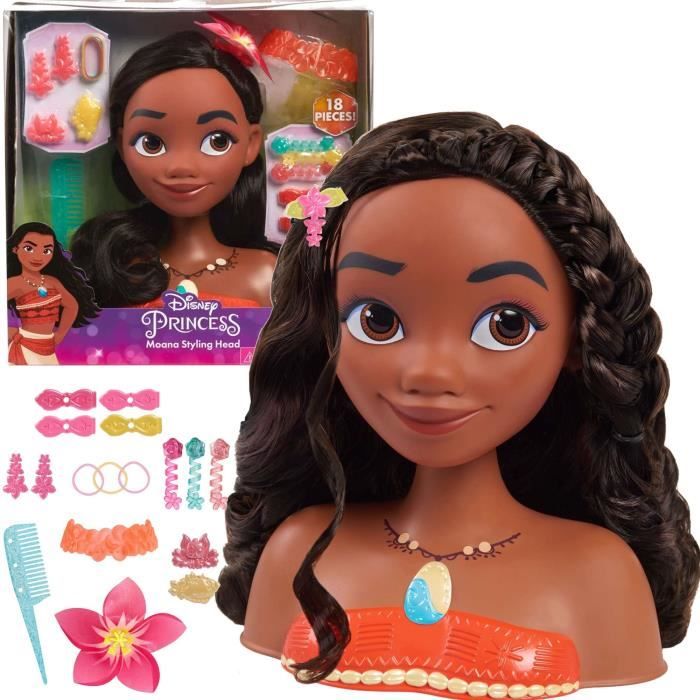 Disney Princesse Vaiana Moana Tête de coiffeur poupée + accessoires