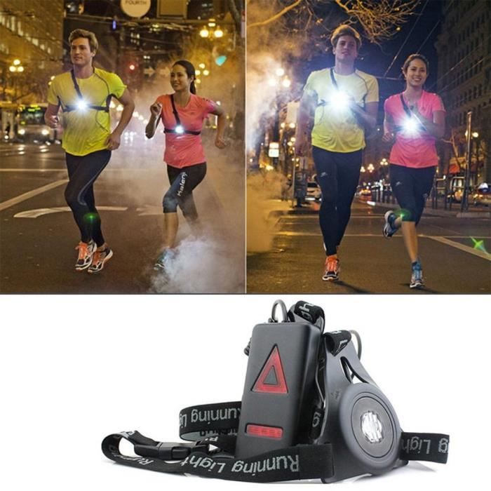 Running Light Lamp,Lampe Frontale LED Rechargeable,lumière de poitrine avec  faisceau réglable,3modes pour les coureurs, les joggeurs - Cdiscount Sport