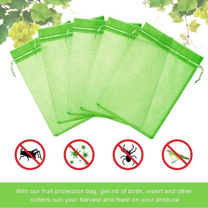 LON 100pcs sac de protection des fruits sac de corde anti - insectes pour plantes oiseau 10 * 15cm (vert fruité) HB013