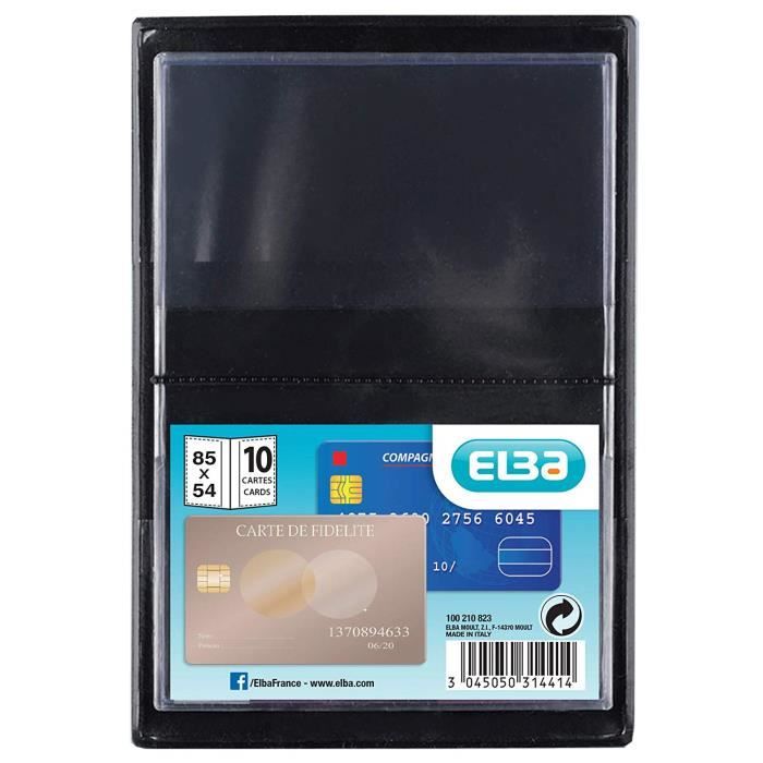 Elba Etui De Protection Pour 10 Cartes PVC Format Standard 85x55mm - Noir Transparent