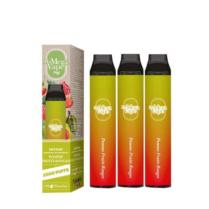 Fruits Rouges Vape LOT DE 3 PUFFS MA MEGA VAPE 2000 PUFFS EN 0MG POMME FRUITS ROUGES ...