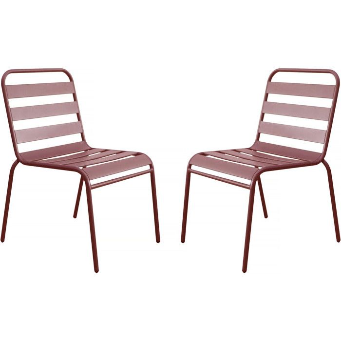 Lot de 2 chaises de jardin en métal empilables Bilbao - Terracotta