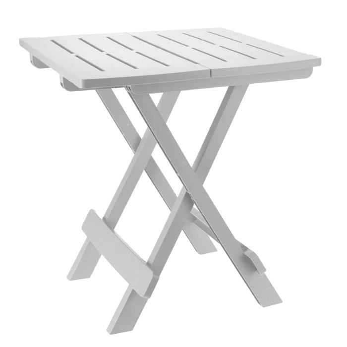 Table de jardin, table d'appoint pliante d'extérieur coloris blanc - Longueur 45 x Profondeur 43 x Hauteur 50 cm-JUANIO