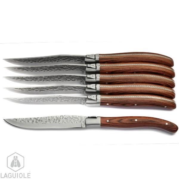 Coffret 6 couteaux lame aspect brut Laguiole