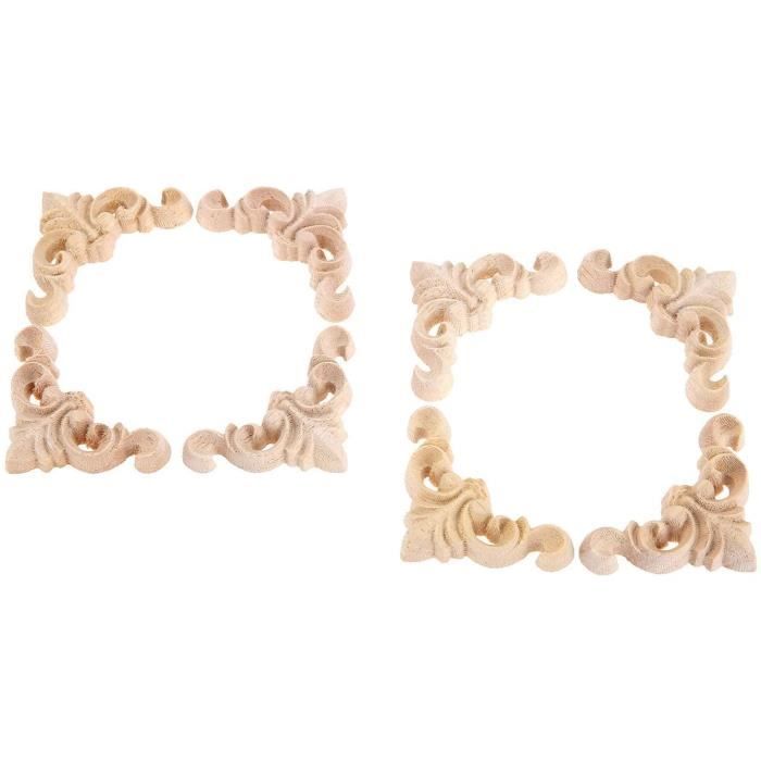 Lot De 4 Autocollants Moulures Bois Sculpté Style Européen - Pour Décorer Coins, Portes, Bibliothèques