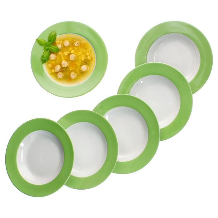 Assiettes à soupe - MamboCat - Variant - 6 pièces - Porcelaine - Vert