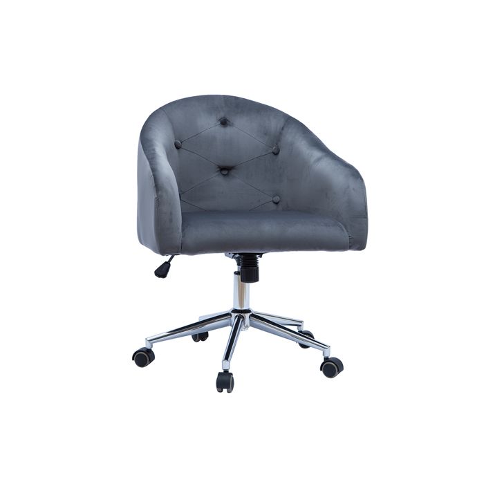 fauteuil de bureau velours gris foncé sharon - miliboo - vintage - tissu - l62xp61.5xh77.5