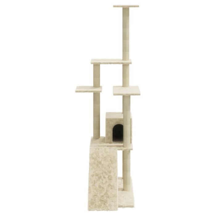Arbre à chat - MOTHINESSTO - Crème - 155 cm - Bois d'ingénierie - Sisal
