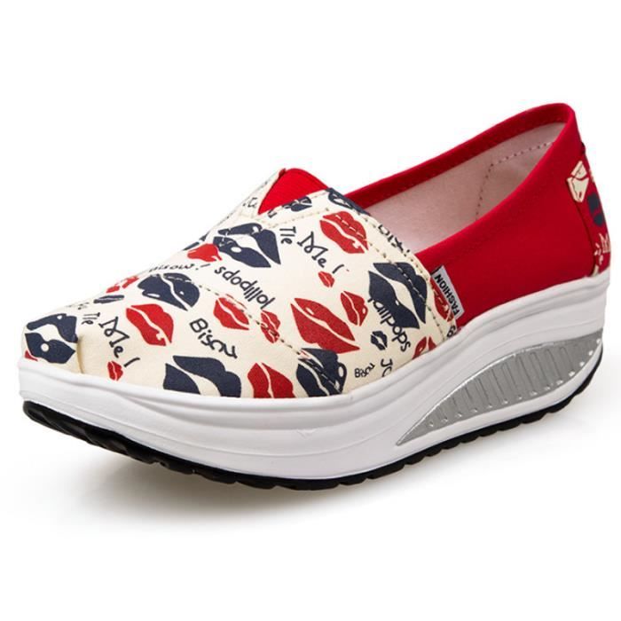 Mocassin Chaussure Femmes Nouvelle Mode Qualite Superieure Confortable Respirant Les Chaussures D Ascenseur De La Femme Shoes Rouge Achat Vente Mocassin Cdiscount