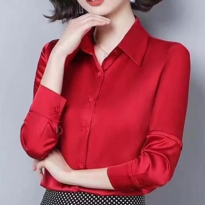 Chemise Femme Printemps Confortable Respirant couleur unie Manches longues Rouge GOGOQ Rouge Cdiscount Pret a Porter
