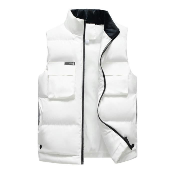 Doudoune sans manche homme INSFITY Blanc Automne Hiver Casual Chaud Cdiscount Pret a Porter