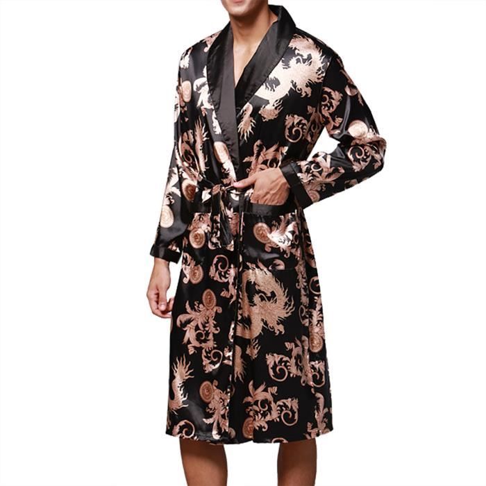 Chinois Japonais Homme Gris Constellation lignes Kimono Peignoir Robe De Chambre MROBE 15 