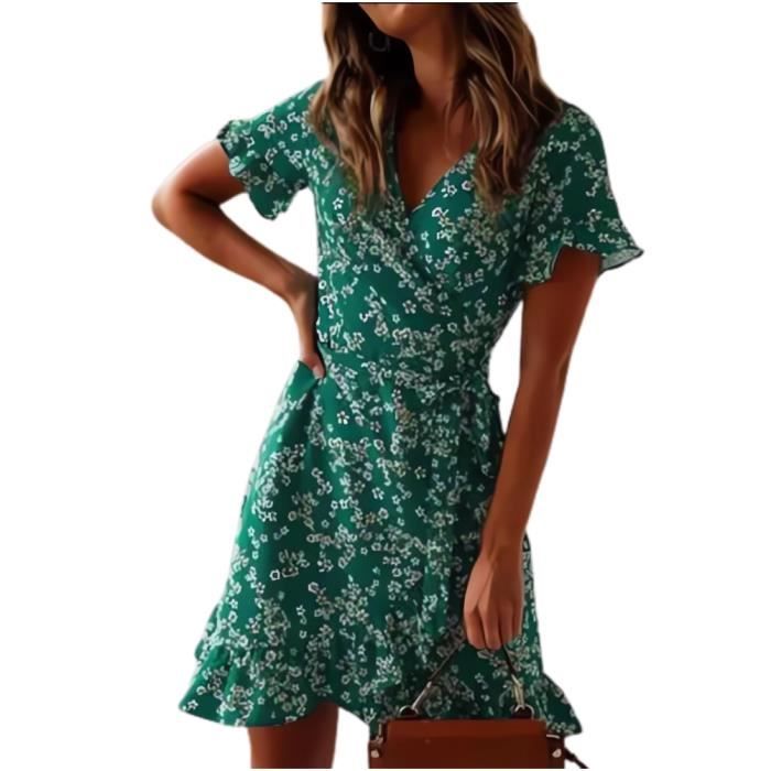 Robe verte imprime fleuri outlet
