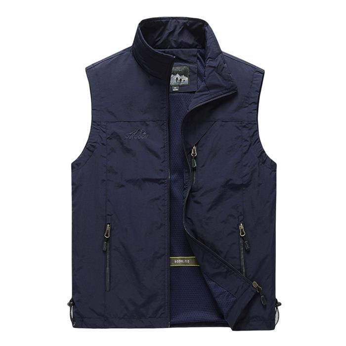 Gilet D'été Homme Multi-poches - Séchage Rapide, Respirant - Pour Pêche, Randonnée, Travail - Gilet Cargo Sans Manches