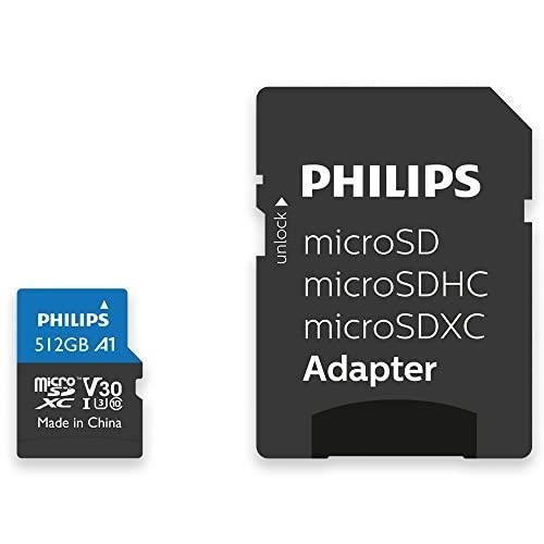 Philips Carte mémoire SDXC - 512GB - UHS-I U3 - Vitesse de lecture 100MB/s - A1 F