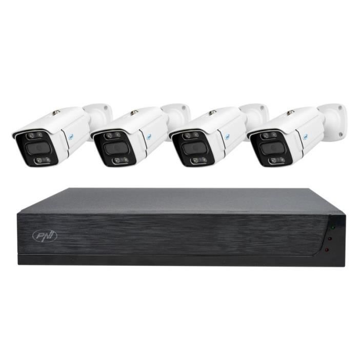 PNI Kit de vidéosurveillance House IPMAX POE 3LR NVR avec 4 ports POE et 10 en réseau ONVIF et 4 caméras