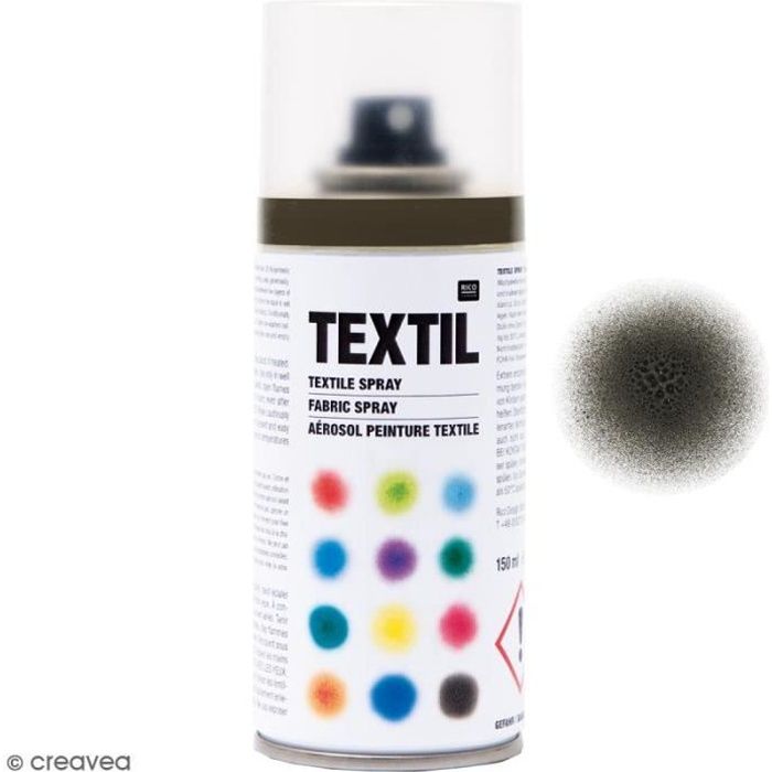 Peintures en bombe pour tissus 150 ml Peinture en spray pour tissu Coloris Noir Quantité