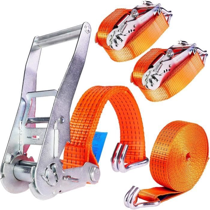 COFFRET 4 SANGLES D'ARRIMAGE À CLIQUET INOX 4 M CAPACITÉ 300 KG