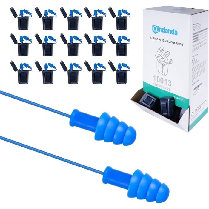 3M Ultrafit Lot De 10 Bouchons D'Oreilles Avec Cordon - Protection Auditive SNR 32 DB