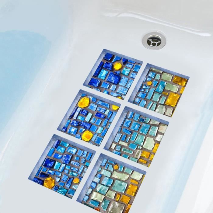 6pcs 3d Baignoire Autocollant De Mosaique De Douche De Douche