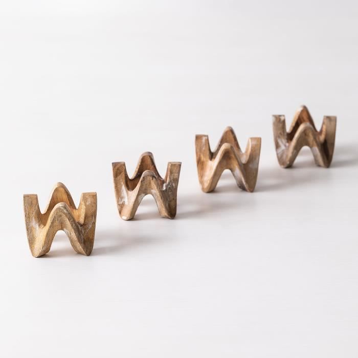 Lot De 12 Ronds De Serviette En Bois D'acacia – Artisanat Indien – Diamètre 5,1 Cm – Décoration De Table élégante