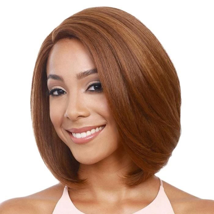 Perruque Courte Style Bob - 30 Cm Noir Lisse Avec Frange - Naturelle Pour Cosplay, Carnaval Ou Soirée