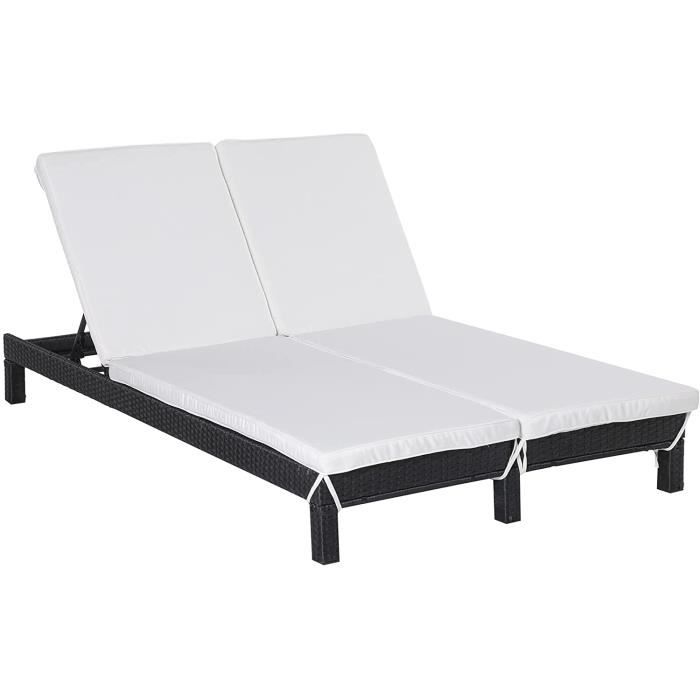 Transat Double Blumfeldt - 2 Places Avec Pare-soleil - Imperméable, Dossier Réglable - Pour Jardin, Piscine - 9