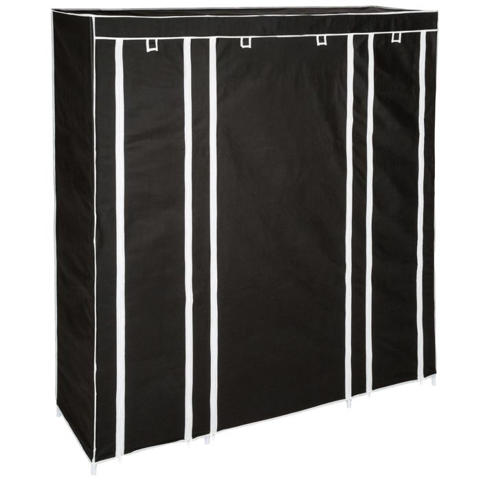 Tectake Armoire Penderie A 12 Compartiments Tissu Noir 150 X