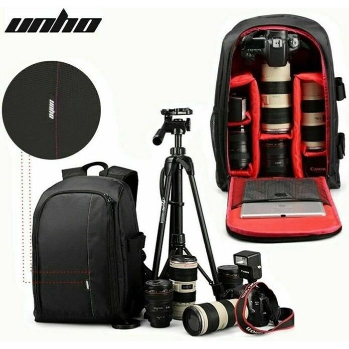 Sac à Dos pour Appareil Photo Étanche Sac de Transport Caméra pour Canon Nikon Sony SLR Pentax avec Housse Imperméable 15.6 Pouces