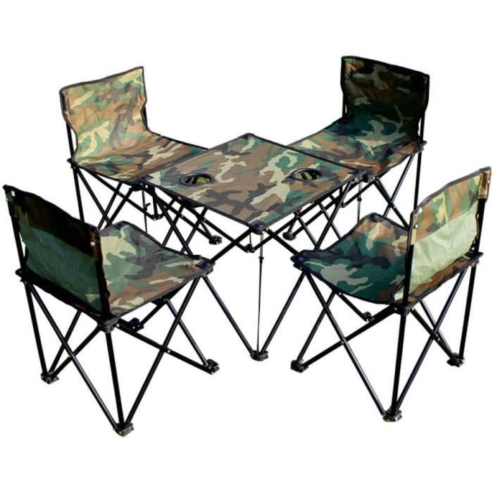 Pro Garden Table de camping avec 4 chaises pliantes - 120x60xH70cm - Gris Pro Garden Table de camping avec 4 chaises pliantes - 120x60xH70cm - Gris
