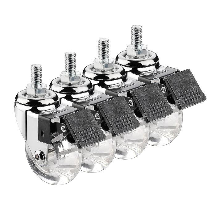 Des Roulettes Roulette Pivotante Pour Chariot 4 Roulettes Pivotantes WaiMin - 50mm Caoutchouc - Freins - Tige M8/M10 - Charge 150kg Roulette Pivotante Caoutchouc 50 Mm Pour Meubles