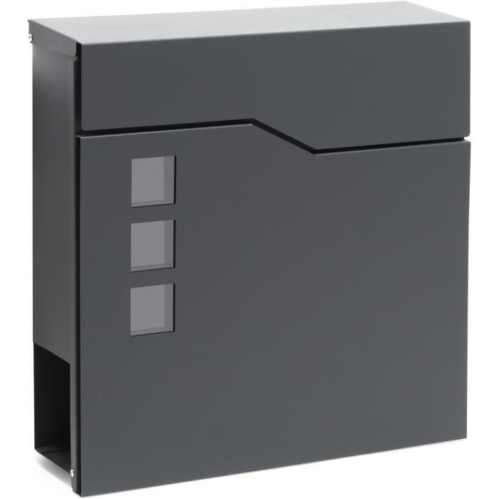 Boîte Aux Lettres Murale WilTec - Anthracite - Serrure à Combinaison - Acier Galvanisé - Neuf