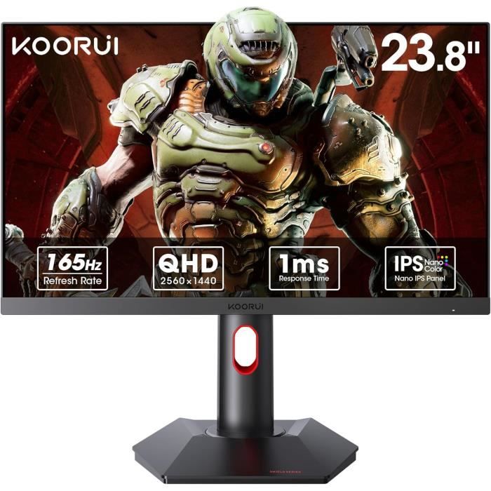 KOORUI Écran PC Gaming 24.5 Pouces, FHD (1920 x 1080), VA, 1ms, Adaptive  Sync, Grand Angle de Vue 178°, Displayport (180Hz) et 2X HDMI (144Hz)