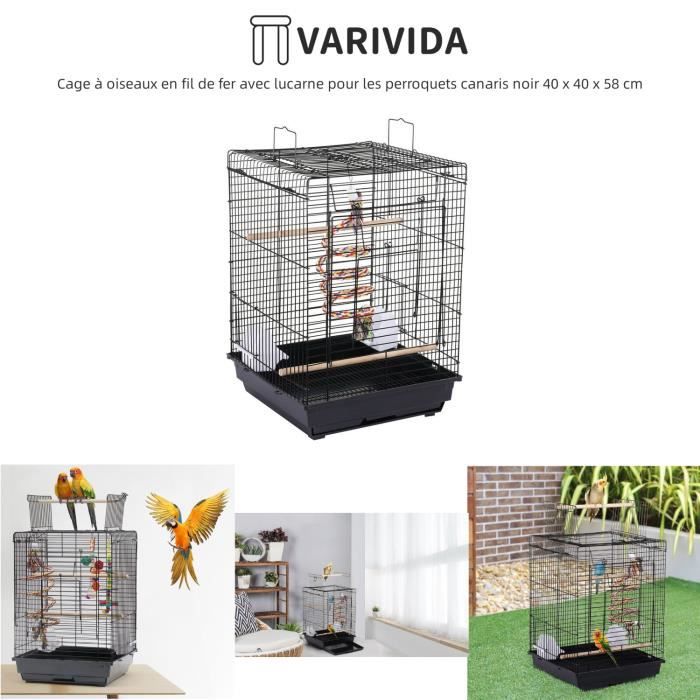 Comparer les prix de Cage à oiseaux - VARIVIDA - Noir - 40 x 40 x 58 cm - Pour perroquets et canaris - Montage facile