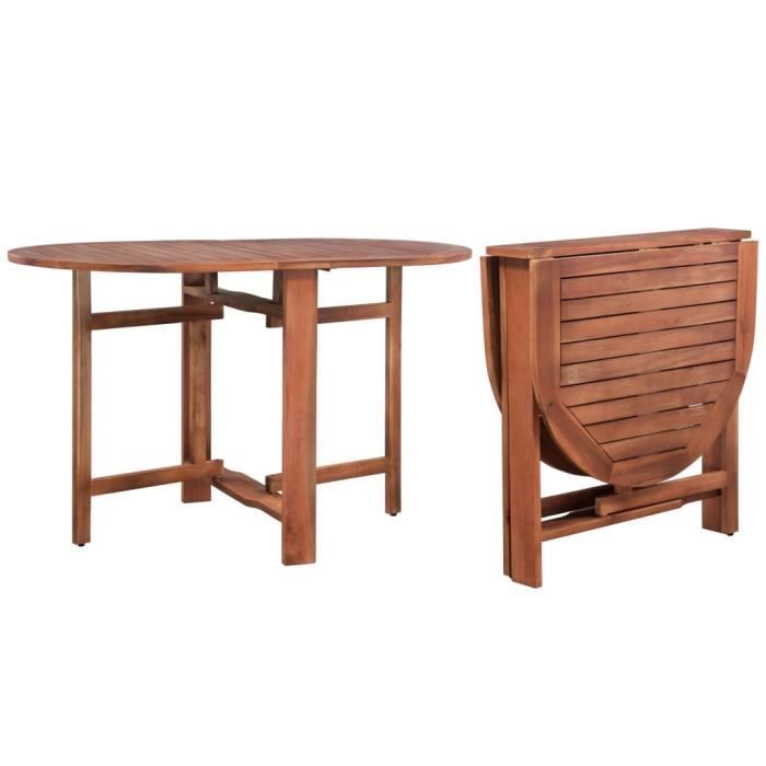 Table de jardin - VIDAXL - 120 x 70 x 74 cm - Bois d'acacia massif - Pliable - Ovale - Marron
