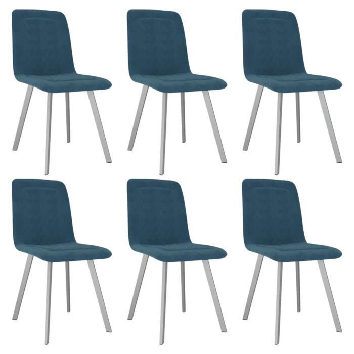 Lot de 6 chaises de salle à manger - Velours et métal - Dossier à motif losange - Beige