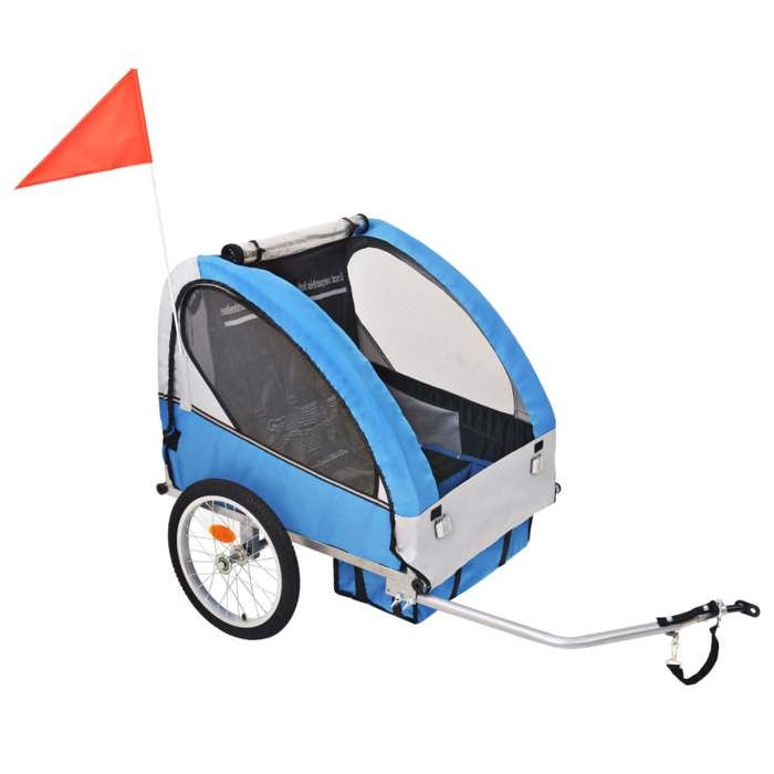 vidaXL Remorque de vélo pour enfants Gris et bleu 30 kg